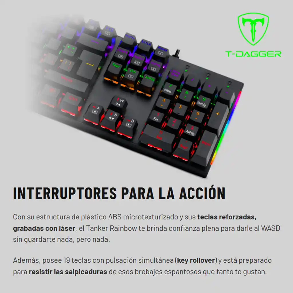 Teclado Gamer Mecánico T-dagger Tgk-310 Naxos, Rgb / Rainbow