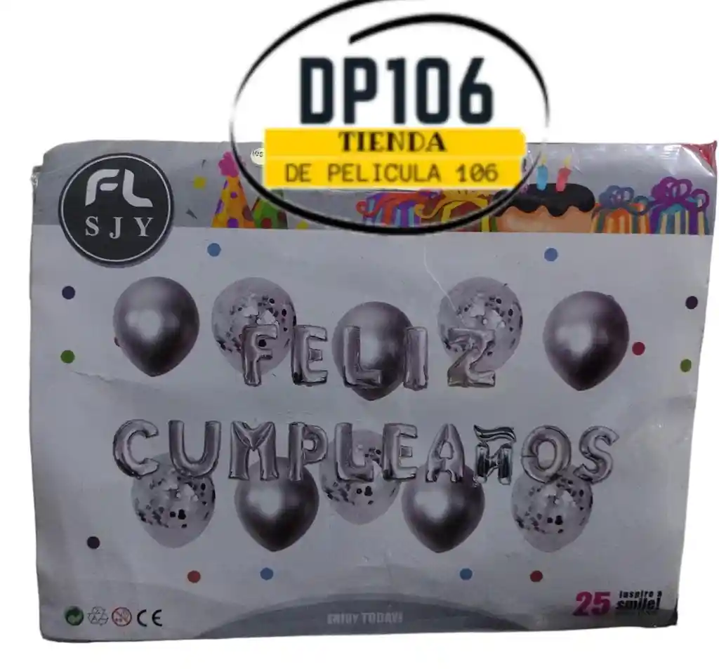 Globos De Feliz Cumpleaños Plata