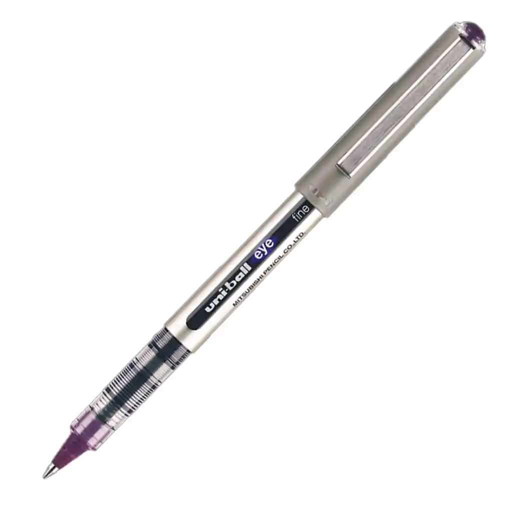  Boligrafo  Uni Ball  Eye Fine Violeta Con Tapa. Roller Tinta Liquida Trazo Fino De 0.7 Mm 