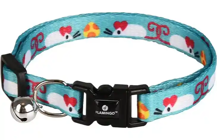 Collar Para Gato Arwen Azul Blanco Y Rojo Turquesa