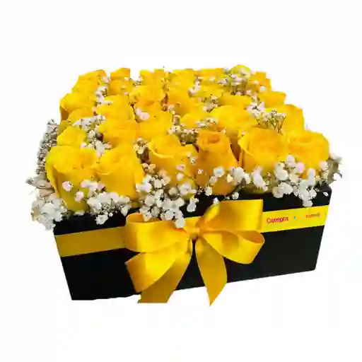 Caja De Rosas Amarillas