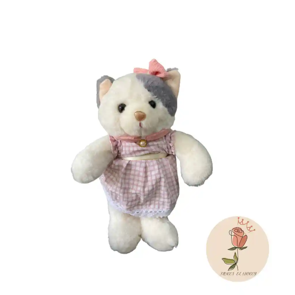 Peluche Gato Vestido Cuadros