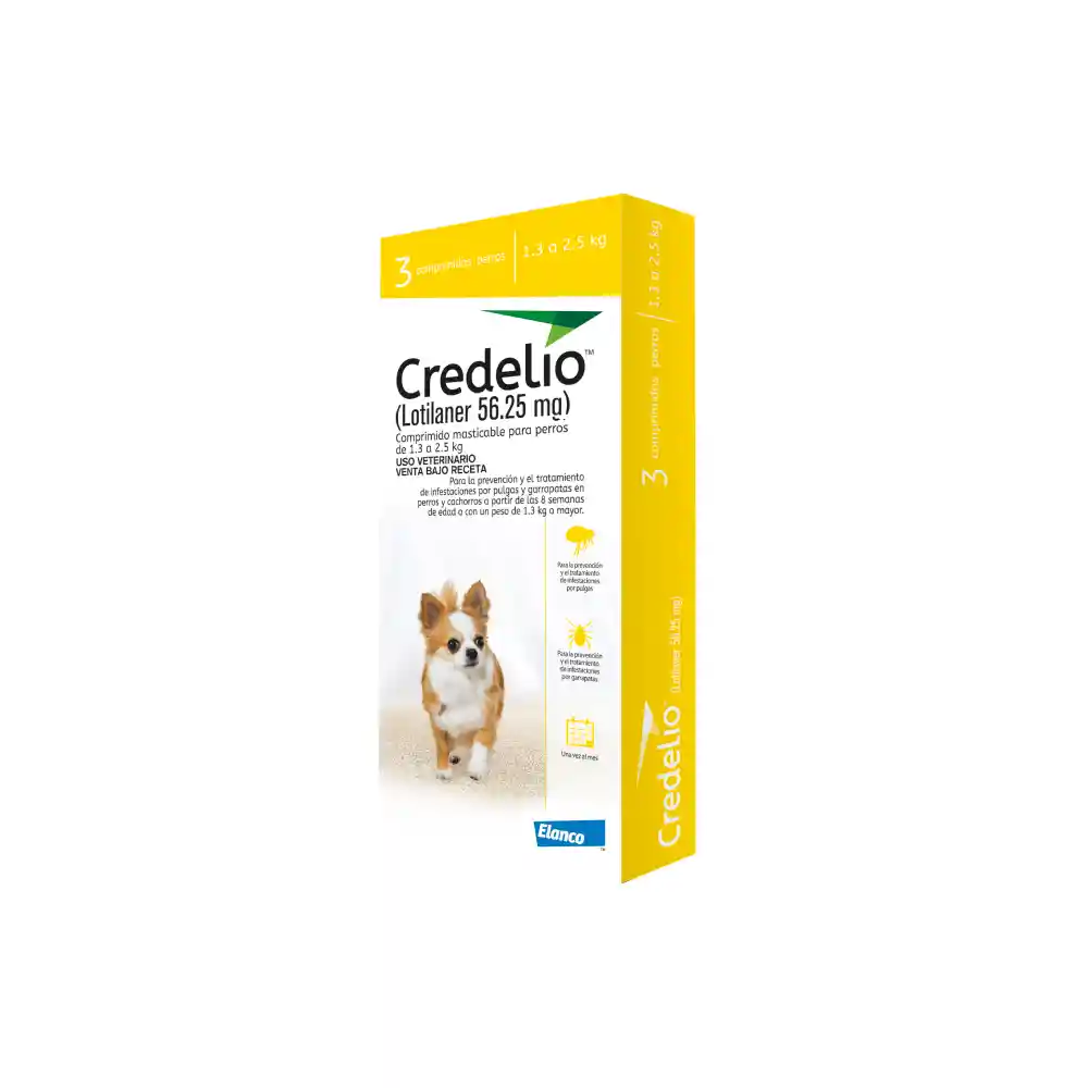 Antipulgas Y Garrapatas Para Perro Credelio X 3 Tab - 1.3 - 2.5 Kg