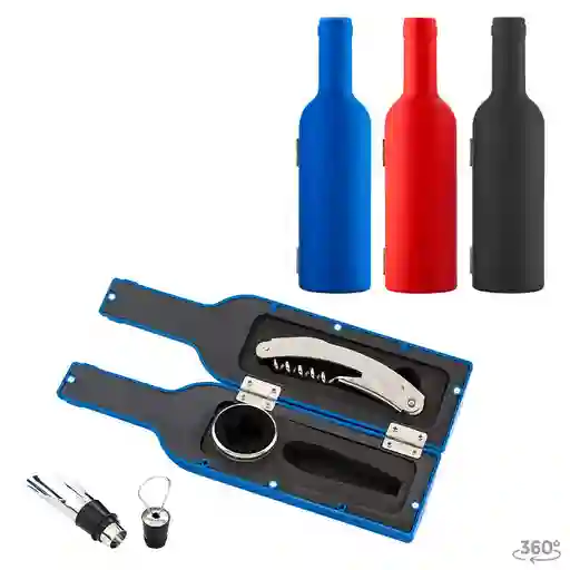 Set Sacacorchos Para Vino En Forma De Botella Azul -landik