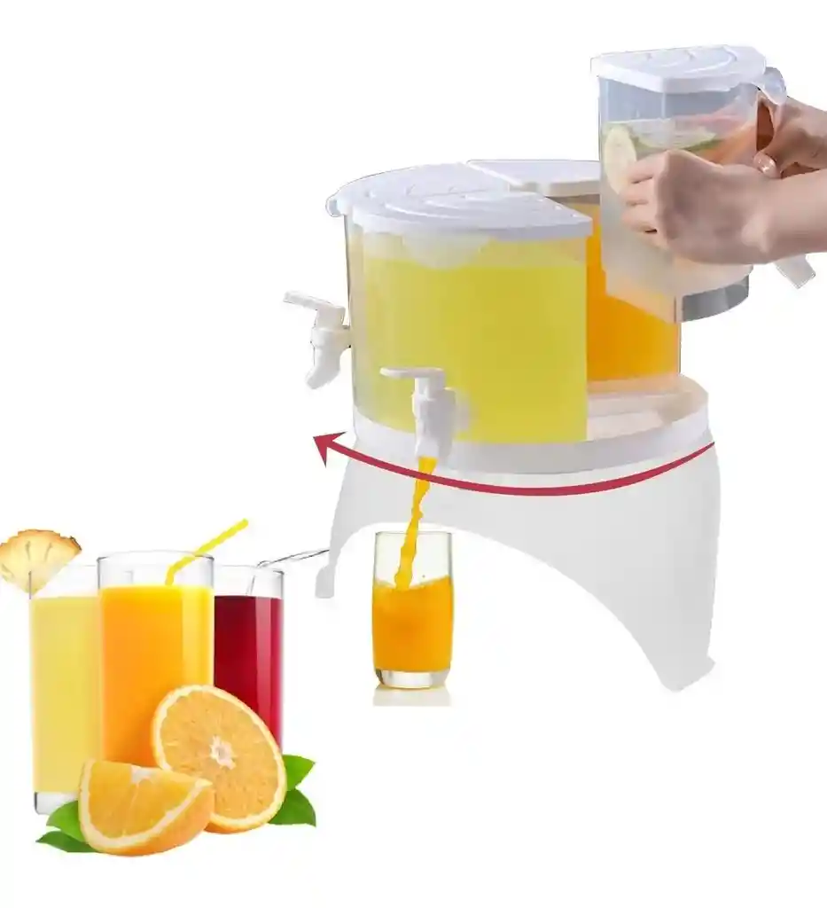 Dispensador Giratorio Bebidas Jugos Agua 4 Compartimentos