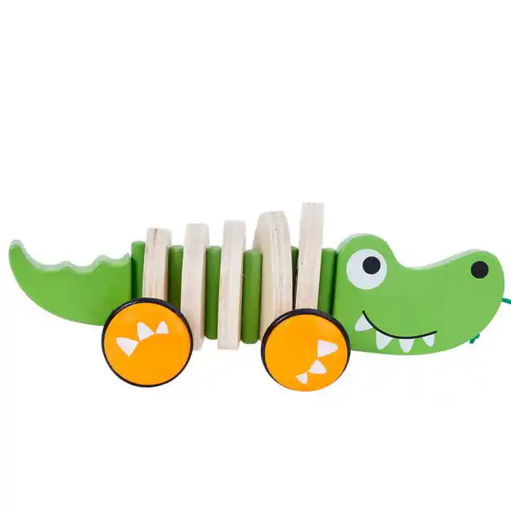 Juguete Cocodrilo De Mdera Para Arrastrar