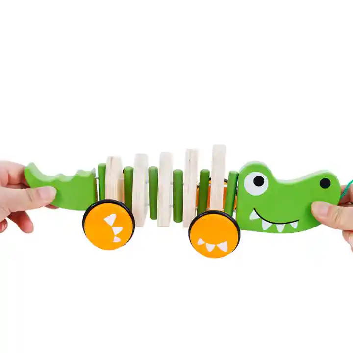 Juguete Cocodrilo De Mdera Para Arrastrar