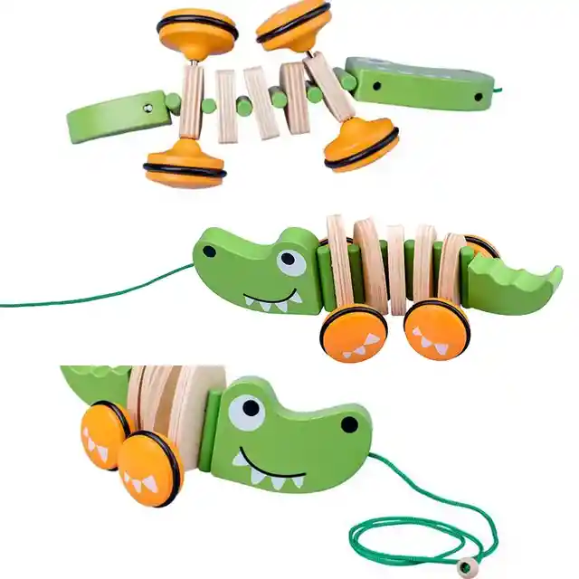 Juguete Cocodrilo De Mdera Para Arrastrar