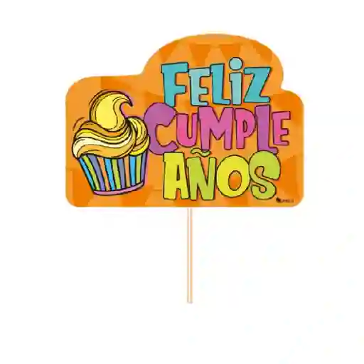 Pin Hablador Photocall Palito Feliz Cumpleaños Diseño Unisex Naranja
