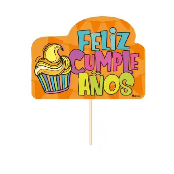 Pin Hablador Photocall Palito Feliz Cumpleaños Diseño Unisex Naranja