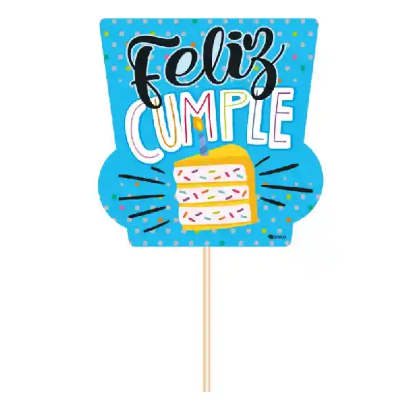 Pin Hablador Photocall Palito Feliz Cumpleaños Diseño Azul