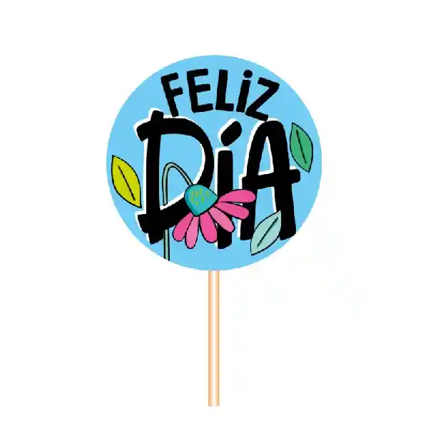Pin Hablador Photocall Palito Feliz Dia Azul Con Flor