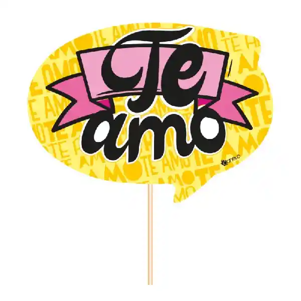 Pin Hablador Photocall Palito Te Amo Diseño Amarillo