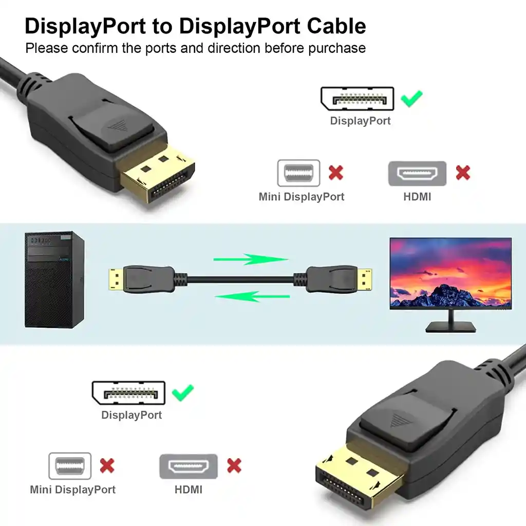 Displayport A Displayport 1.8 Metros Cable Display Port A Display Port V1.2