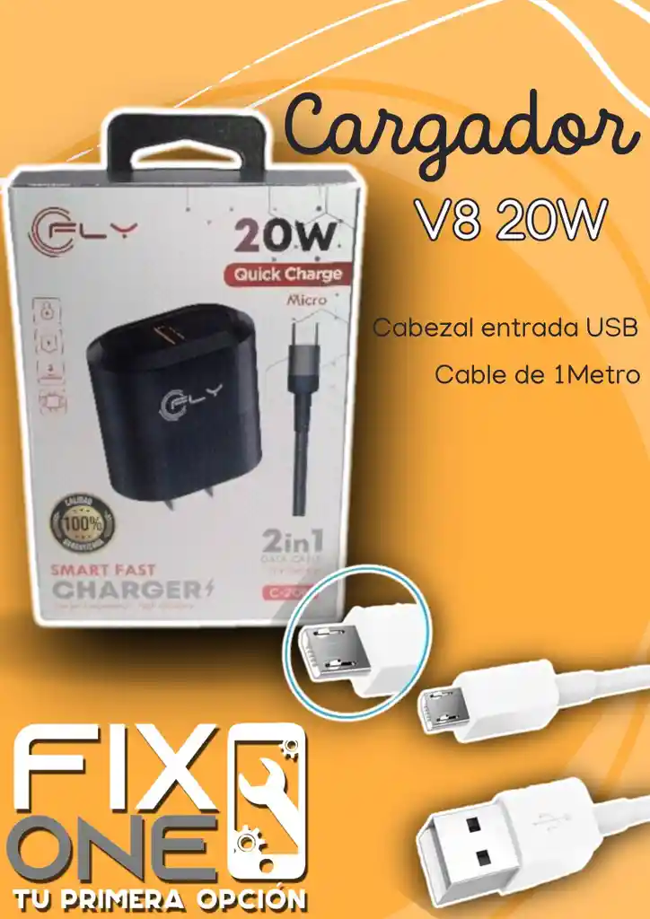 Cargador Fly V8 20w