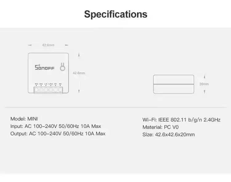 Interruptor Sonoff Mini R2 Diy Smart Swich Luz Inalambrico Alexa Google Wifi