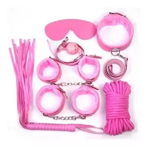 Kit Sexual Erótico Completo Bondage Juego Sadomasoquismo 7pzas Rosado