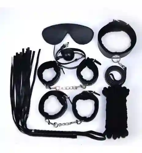 Kit Sexual Erótico Completo Bondage Juego Sadomasoquismo 7pzs Negro