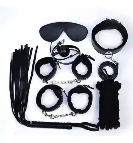 Kit Sexual Erótico Completo Bondage Juego Sadomasoquismo 7pzs Negro