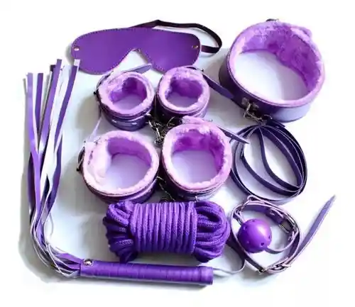 Kit Sexual Erótico Completo Bondage Juego Sadomasoquismo 7pzs Morado