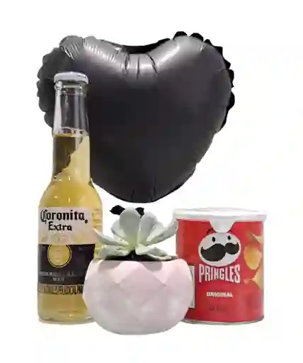 Combo Suculenta + Pringles + Coronita + Globo Día Del Padre