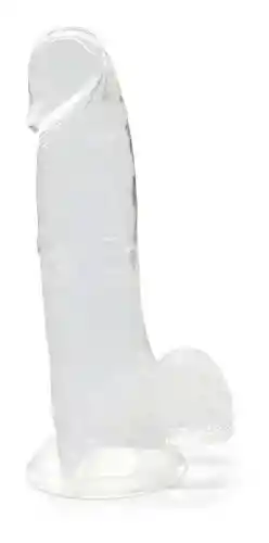 Dildo Pene Consolador Real Realista Silicona Con Chupa 20 Cm Transparente