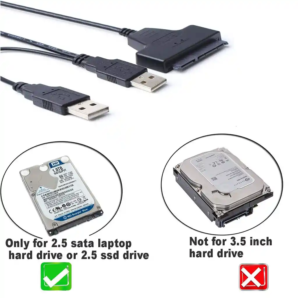 Cable Adaptador Sata A Usb 2.0 Para Discos Duros 2.5 Convertidor