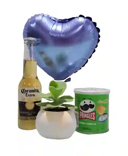 Combo Suculenta + Coronita + Pringles + Globo