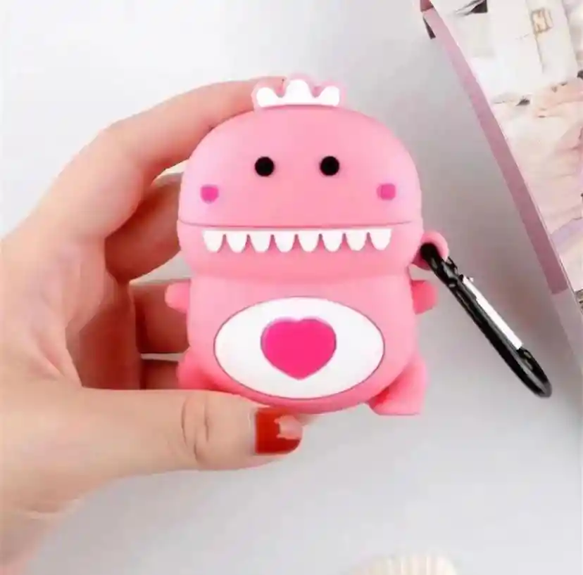 Airpods Funda Para 1/2 Gen. Dinosaurio Rosa