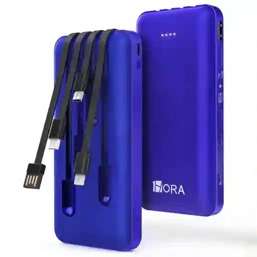 1hora Power Bank Batería Portátil 10.000mah 4 Cables Gar148