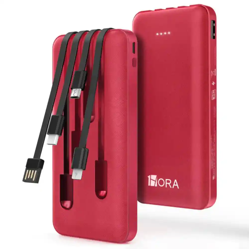 1hora Power Bank Batería Portátil 10.000mah 4 Cables Gar148