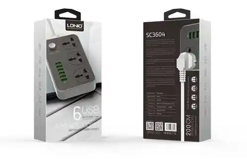 Multitoma Ldnio Sc3604 6 Puertos Usb 3 Tomas Universales