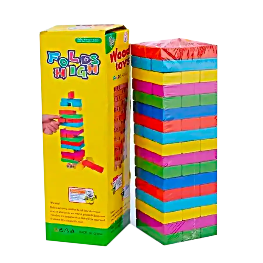 Jenga Yenga Torre Madera 48pc Colores Juguete Mesa Mediano