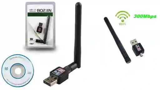 Antena Wifi 300mbps Con Controlador Para Cualquier Windows Pc O Portatil