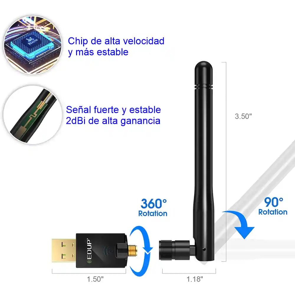 Adaptador Usb Wifi Antena Wifi 5g 1200mbps Red Inalámbrico