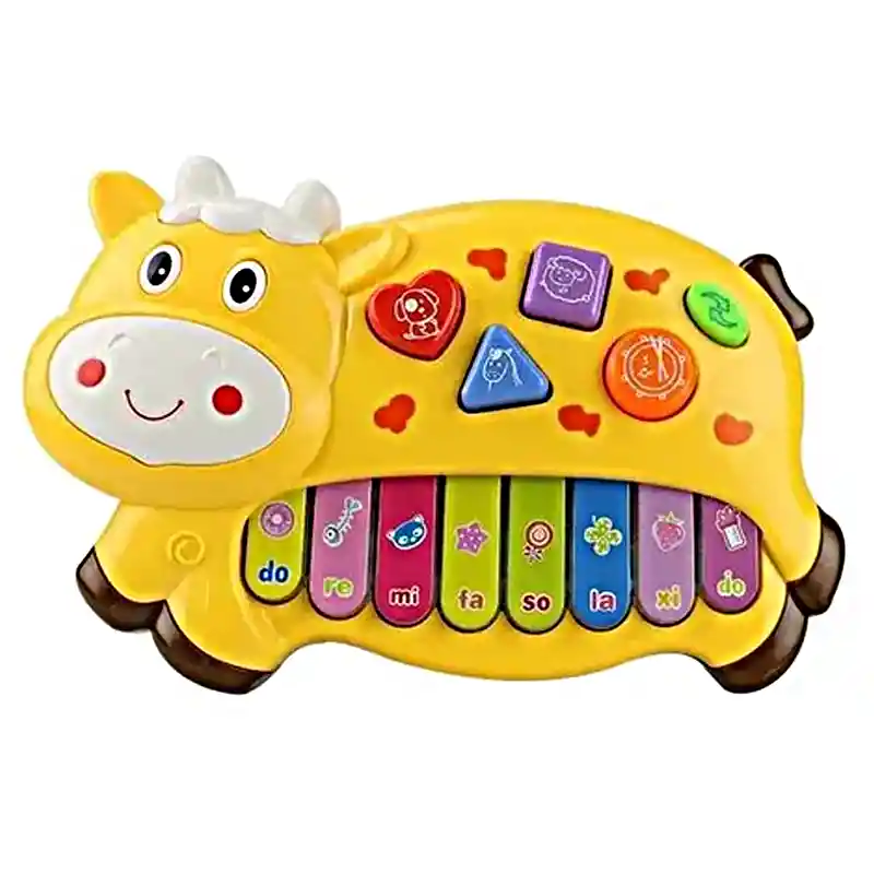 Piano Organeta Musical Juguete Bebes Vaca 17cm Niños Luces