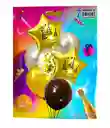 Bouquet 7 Piezas Dorado Plateado/negro Feliz Cumpleaños Incluye 2 Globos Metalizados