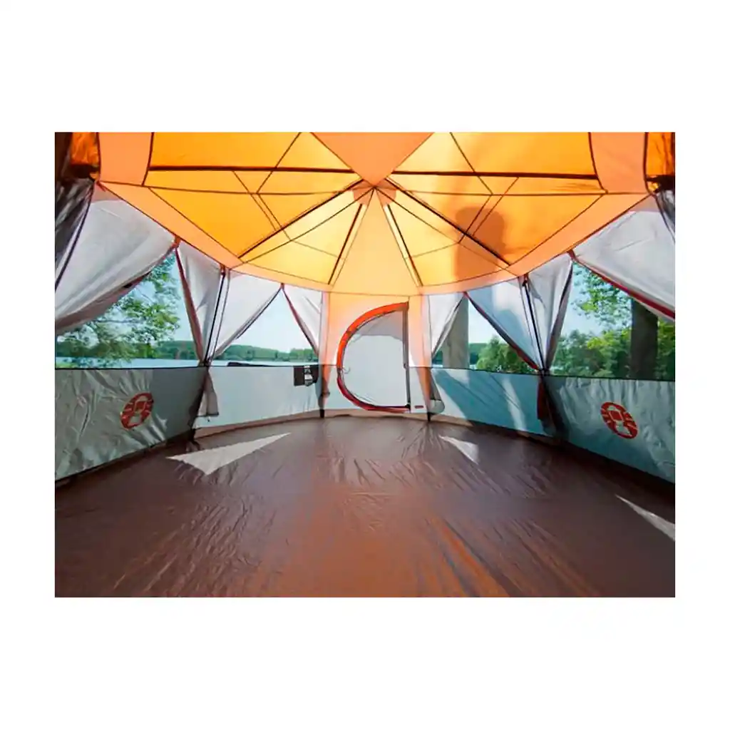 Carpa Coleman Tienda De Campaña Octagon 8 Personas Gris Naranja