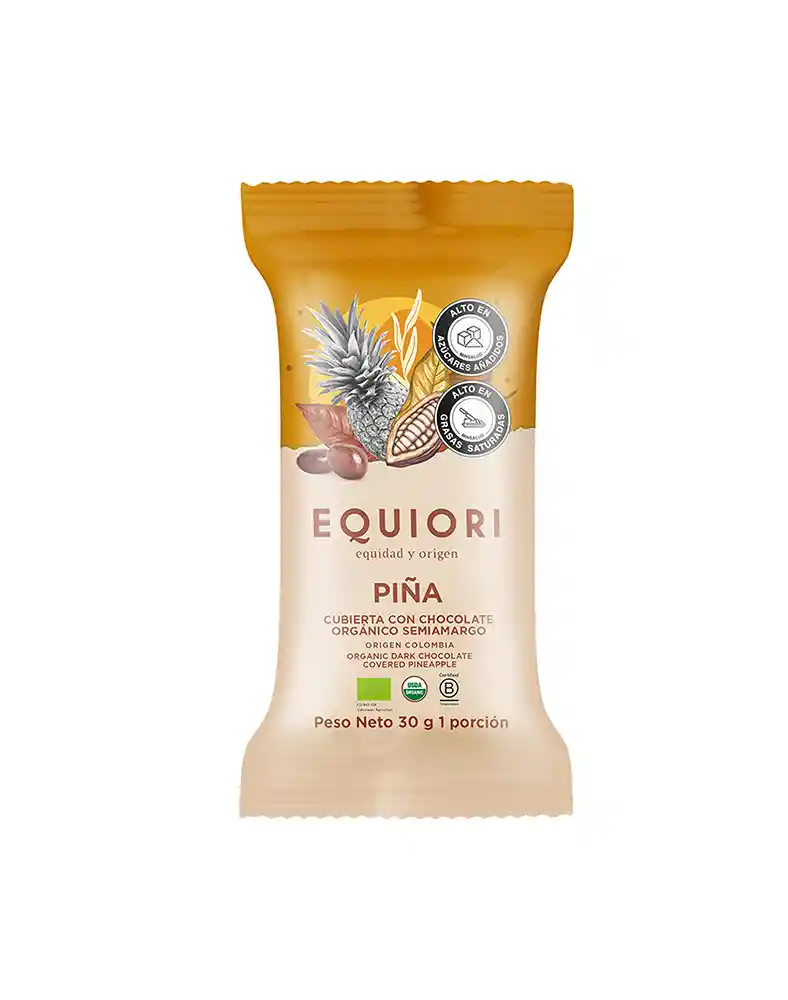 Piña Cubierto Chocolate Org - Equiori 30g