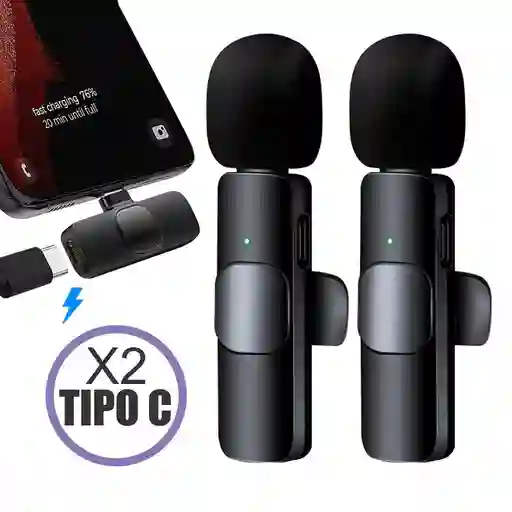 Micrófono De Solapa Inalámbrico Doble Para Smartphone Tipo C - F3 Tik Tok, Videos, Streams