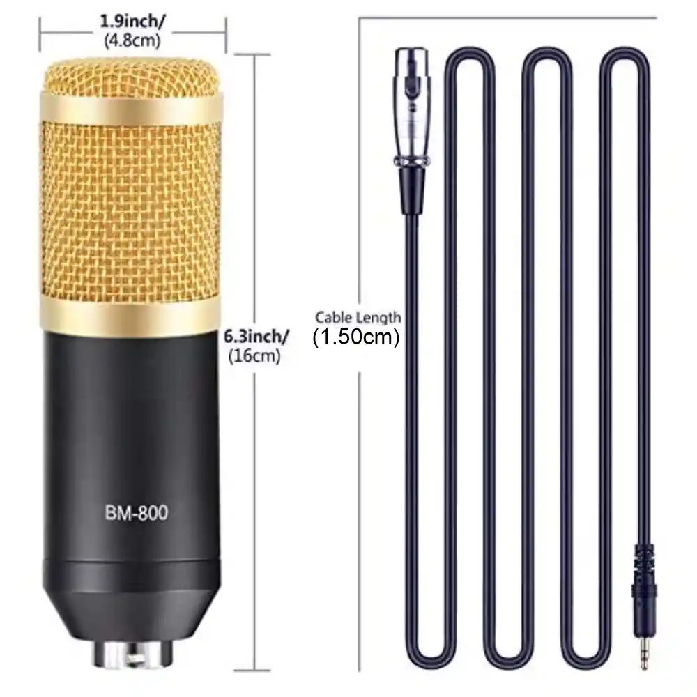 Micrófono Condensador 3.5mm Profesional Brazo Ajustable Bm-800