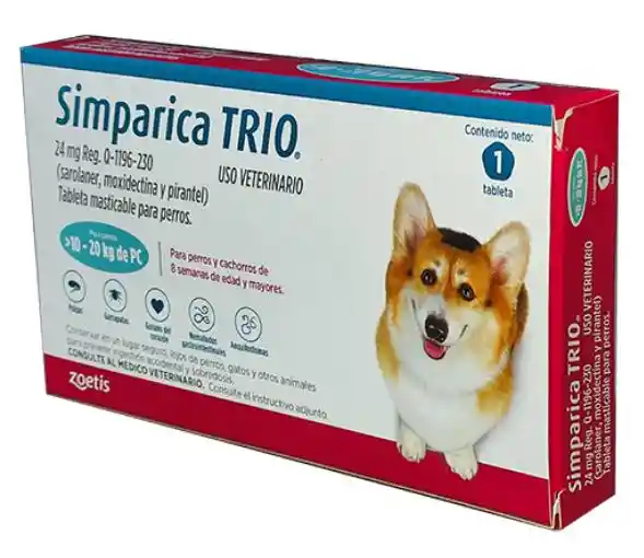 Simparica Trio 24 Mg 10-20 Kg X 1 Tableta