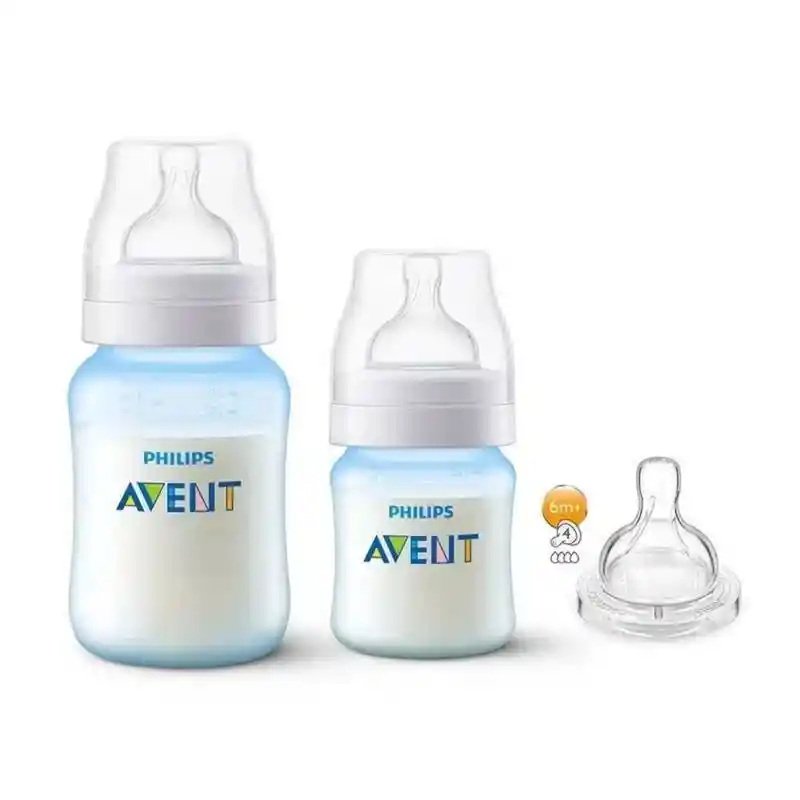 Set Regalo Anti Colico Avent 4 Y 9 Oz + Tetina 6m+ Azul