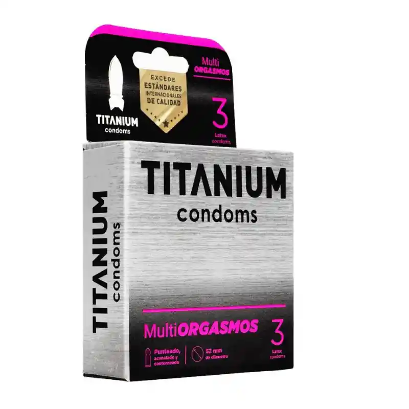 *2 Condones Preservativos Titanium Multiorgasmos Cajas X 3 Unidades