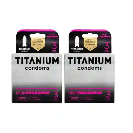 *2 Condones Preservativos Titanium Multiorgasmos Cajas X 3 Unidades