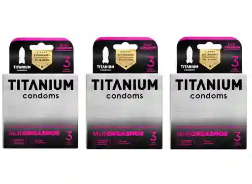 *3 Condones Preservativos Titanium Multiorgasmos Cajas X 3 Unidades