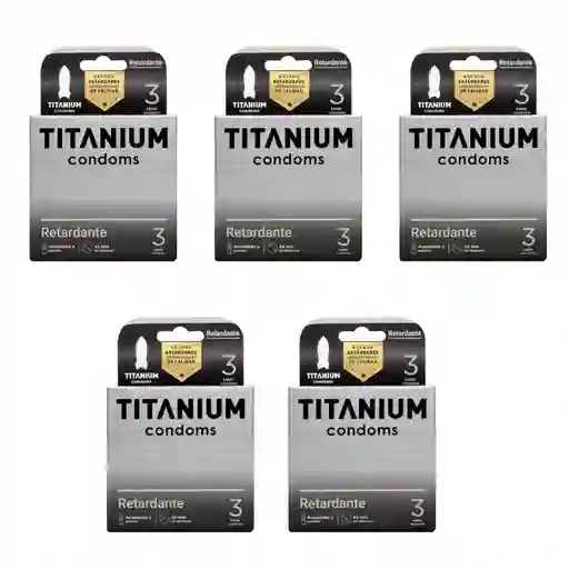 *5 Condones Preservativos Titanium Retardante Caja X 3 Unidades Paga 4 Caja Y Lleva 5