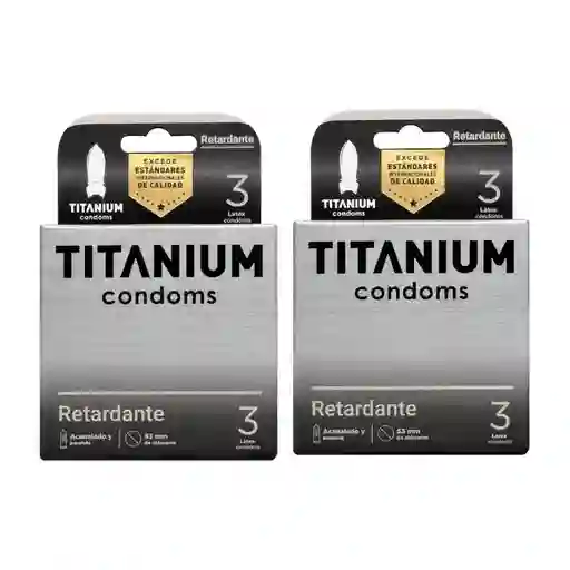 *2 Condones Preservativos Titanium Retardante 2 Cajas X 3 Unidades