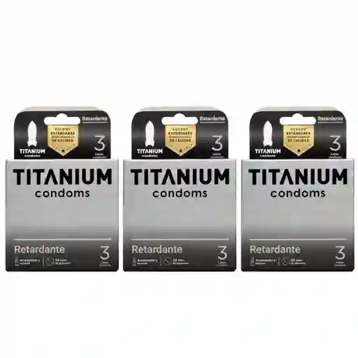 *3 Condones Preservativos Titanium Retardante Cajas X 3 Unidades