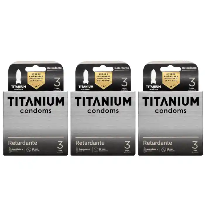 *3 Condones Preservativos Titanium Retardante Cajas X 3 Unidades